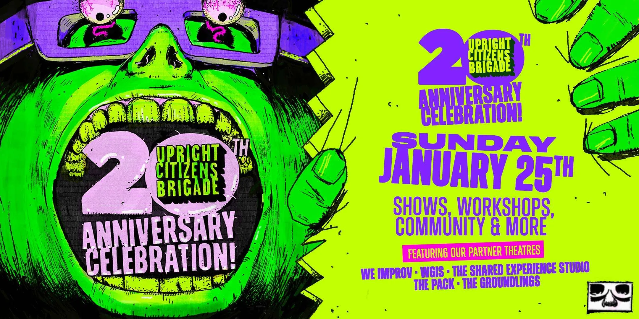 20th Anniversary Celebration: UCB x WE Improv poster for Upright Citizens Brigade Franklin